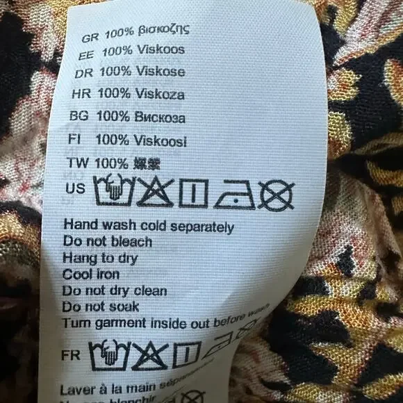 Billabong Gypset Boho Fall Brown, Pink Orange Black Floral Dress/Coverup, Size M - Picture 11 of 14